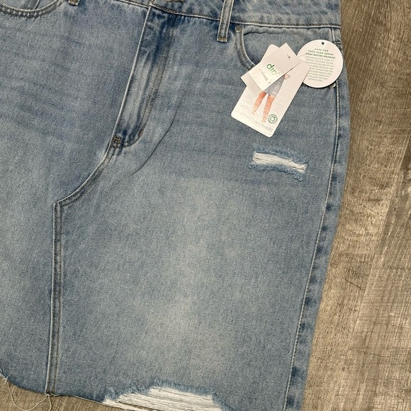 Women’s Dip 16 XL 1X Skirt Denim Jeans Jean Faded Navy Blue Straight Distressed - Picture 5 of 10
